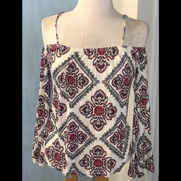Charlotte Russ off shoulder bell sleeves top Sz S - Picture 1 of 7